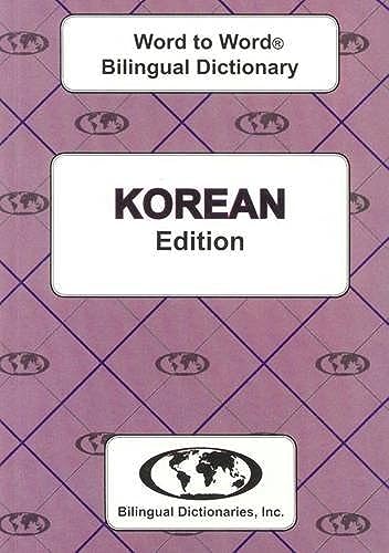 Purple book cover titled Word to Word Bilingual Dictionary Korean Edition with globe icons.