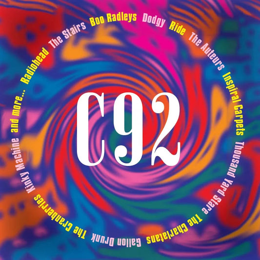 C92 clamshell box with swirling purple and teal abstract cover art.