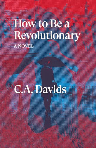 Book cover: figure with umbrella in a blurred, red and blue city.
