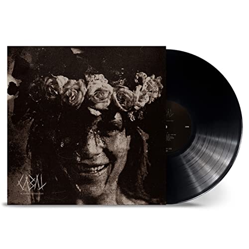 Vinyl record and cover art featuring a person wearing a crown of roses.