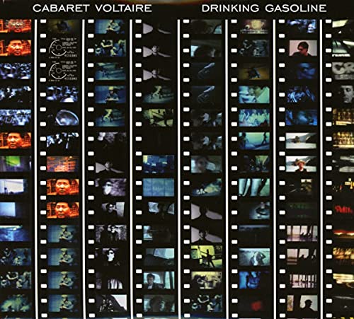 CD cover for Cabaret Voltaire’s “Drinking Gasoline” featuring filmstrip imagery.