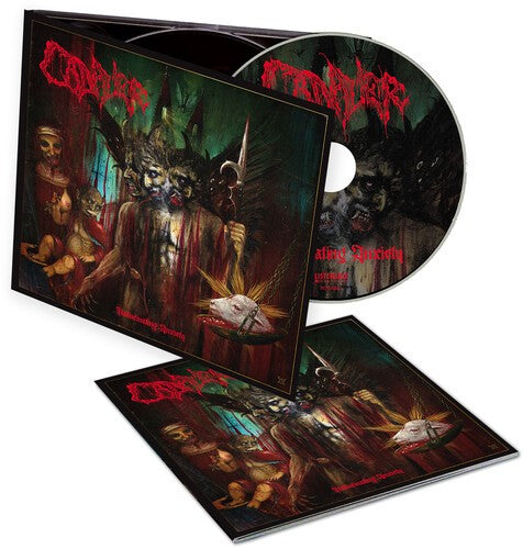 CD case with disturbing, dark imagery of figures and severed heads.