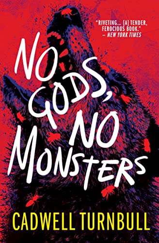 Book cover: "No Gods, No Monsters" with bear and red insects.