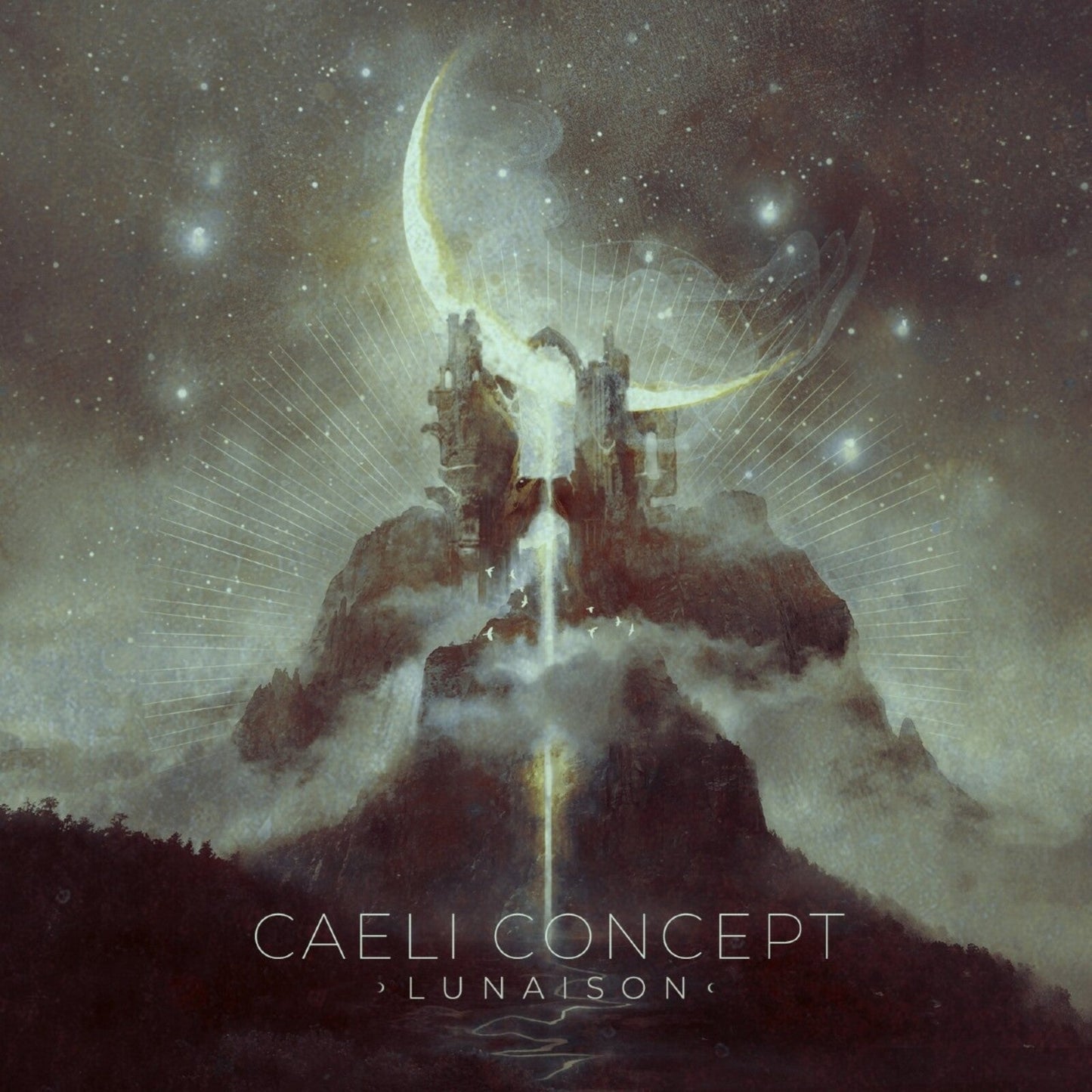 CD cover: castle silhouette under a crescent moon and starry sky.