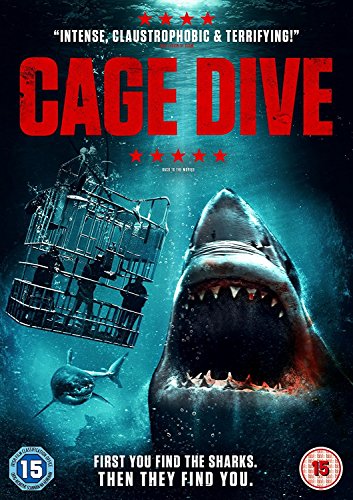 DVD cover for "Cage Dive" featuring a shark and divers in a cage.