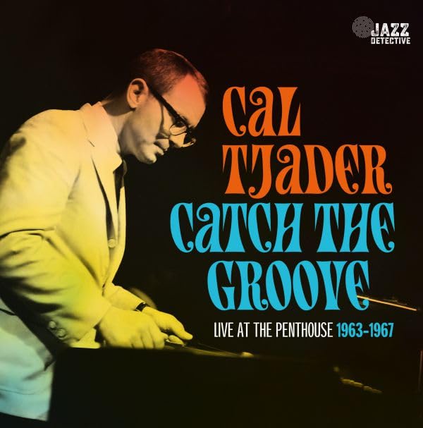 Cal Tjader album cover, man at piano with bold title text.