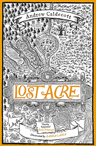 Book cover: “Lost Acre” with illustrated map and central face design.