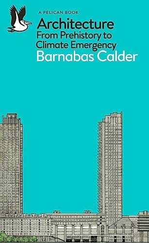 Book cover with illustrated Brutalist architecture and white pelican logo.