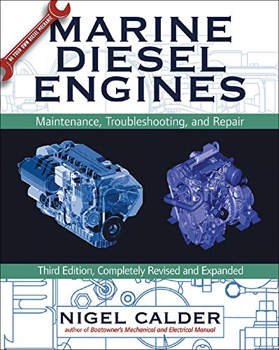 Book cover: "Marine Diesel Engines" with images of engine components.