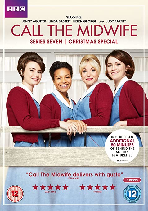 DVD cover for "Call The Midwife Series 7" featuring four midwives leaning on a railing.