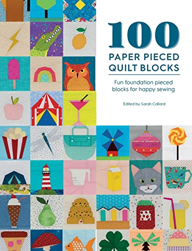 Book cover featuring colorful, whimsical paper-pieced quilt block designs.