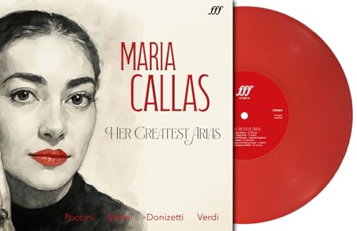 Maria Callas vinyl record album cover and transparent red vinyl disc.