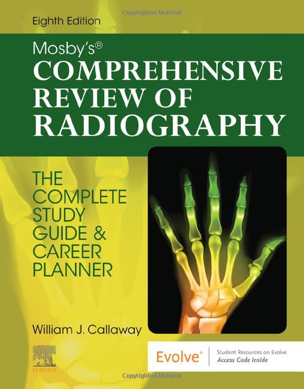 Radiography textbook cover with green background and hand x-ray image.
