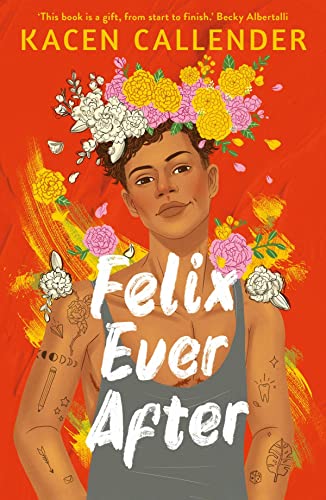 Book cover featuring a tattooed person wearing a flower crown against a red background.