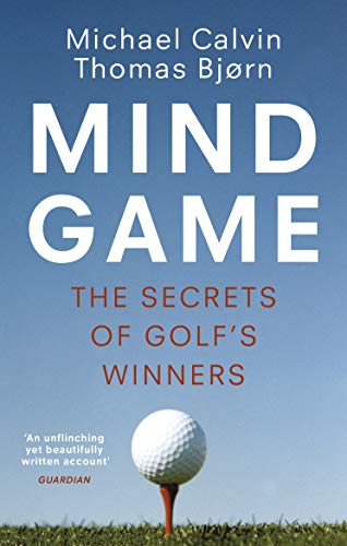 Book cover: “Mind Game” with a golf ball on a tee against blue sky.