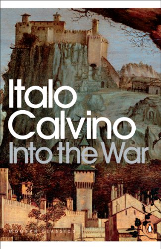 Book cover: “Into the War” by Italo Calvino, featuring a hilltop fortress.