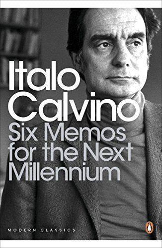 Book cover featuring a black and white portrait of Italo Calvino wearing a turtleneck.
