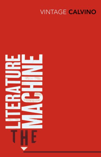 Red book cover with stacked white text: "Literature Machine" by Italo Calvino.