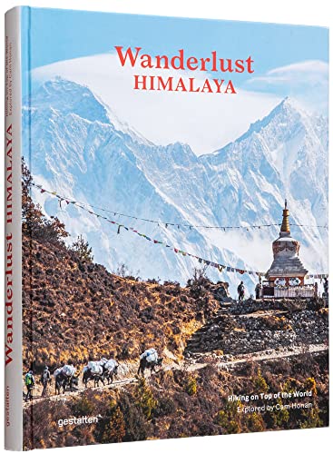 Book cover depicting Himalayan mountains, a trail, and a white stupa.
