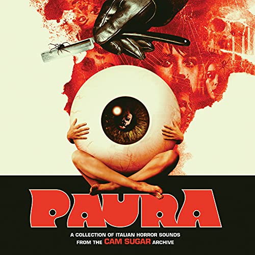 CD cover featuring a large eye, hands, and horror imagery in red tones.