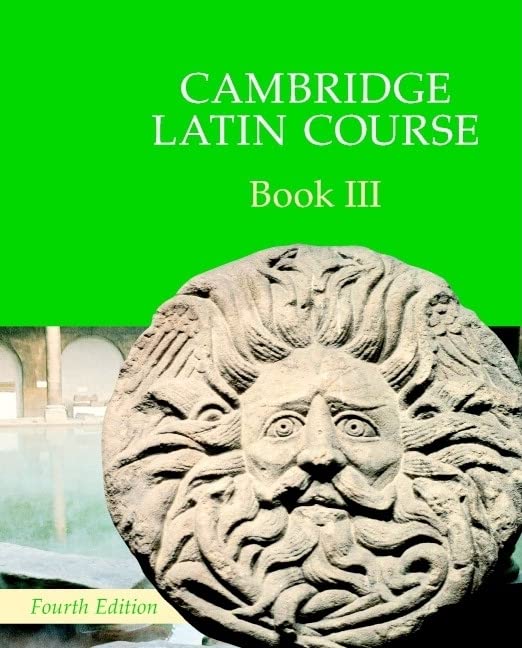 Cambridge Latin Course Book 3 cover with a carved stone face.