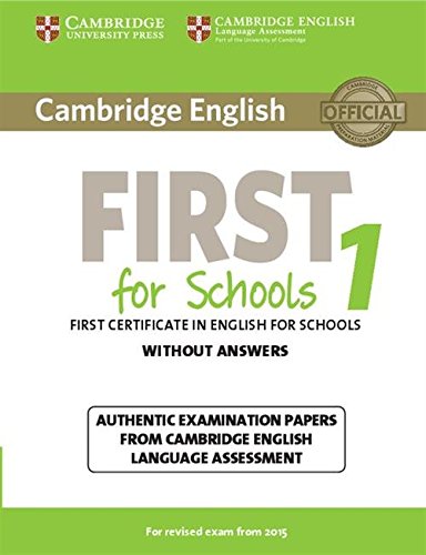 Green cover textbook for Cambridge English First for Schools exam practice.