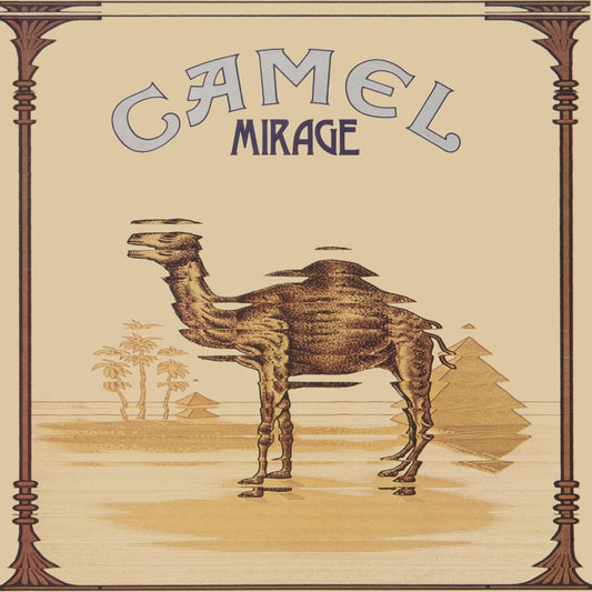 Album cover featuring a distorted camel illustration in a desert landscape with Egyptian pyramids.