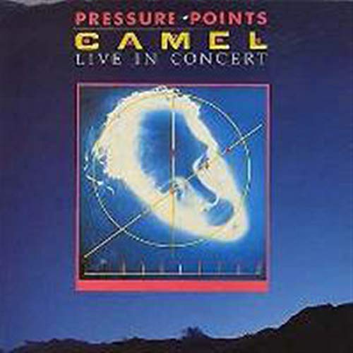 Camel “Pressure Points” live album cover with abstract face and lines.