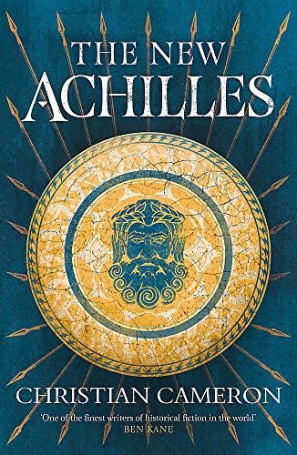 Book cover: "The New Achilles" with a blue and gold mosaic face.