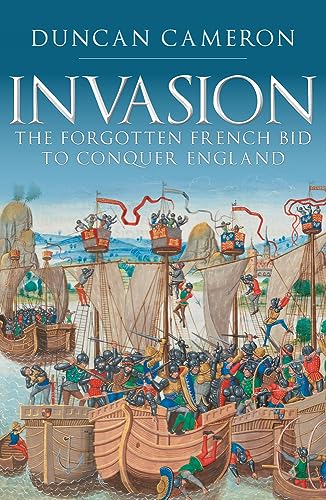 Book cover depicting a medieval French invasion fleet approaching a coastline.