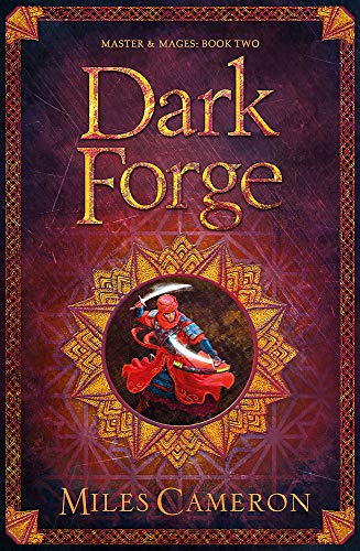 Fantasy book cover: “Dark Forge” with a warrior in a circular emblem.