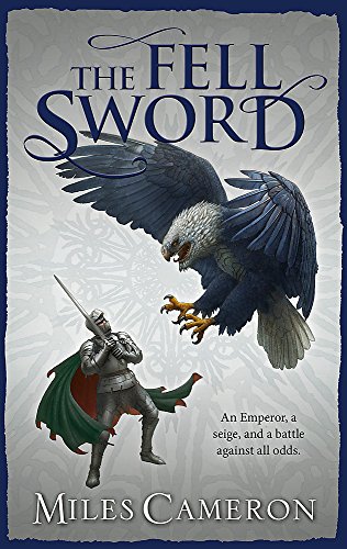 Book cover: knight with sword, eagle flying, dark fantasy illustration.
