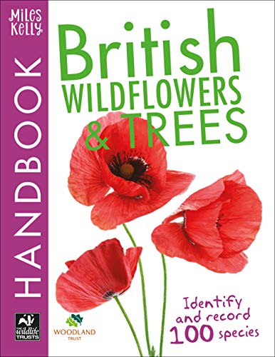 Handbook cover featuring red poppies and text: “British Wildflowers & Trees”.