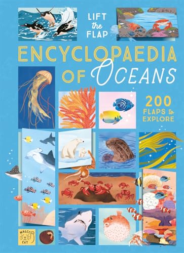 Children’s encyclopedia cover with illustrated ocean life and lift-the-flaps.