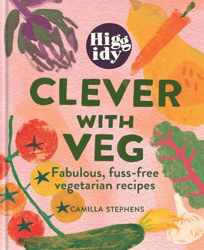 Cookbook cover with illustrated vegetables and bold green “Clever with Veg” text.
