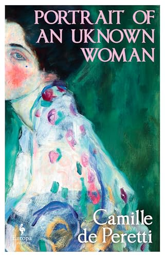 A woman's face and shoulder in a colorful, impressionist-style painting with green background.