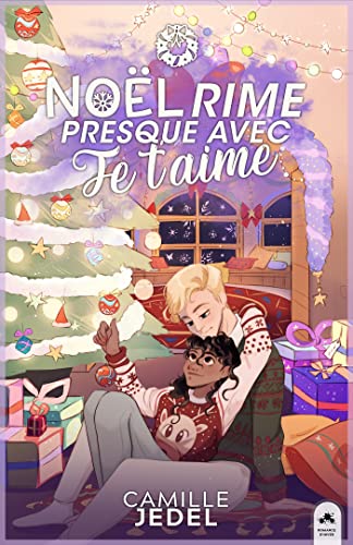Book cover depicting a couple embracing near a decorated Christmas tree.