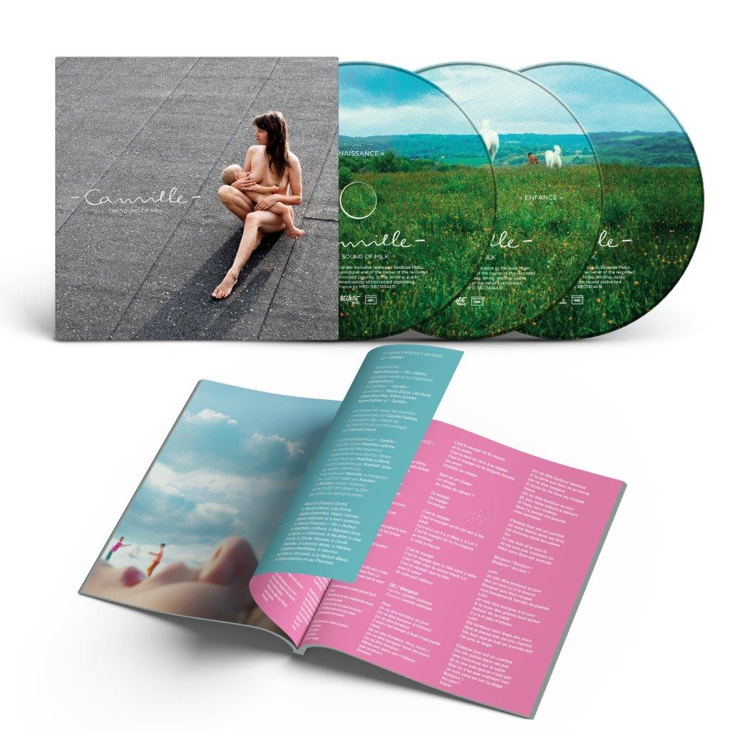 Three CD case for Camille’s “The Sound of Milk” album, featuring a woman.