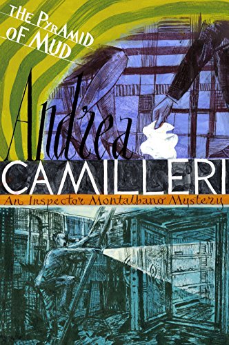 Book cover: "The Pyramid of Mud" by Andrea Camilleri, abstract design.