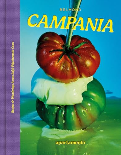 Cookbook cover: stacked tomato, mozzarella, and green tomato against blue.