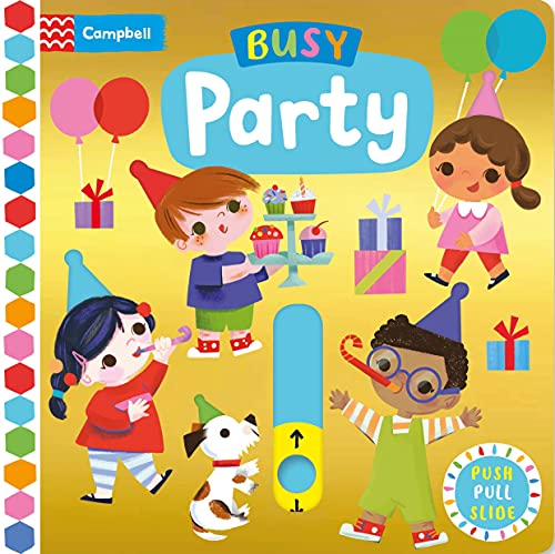Children celebrating a party with gifts, cake, and interactive elements.