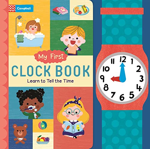 Children’s book cover with a clock face showing time and illustrated kids.