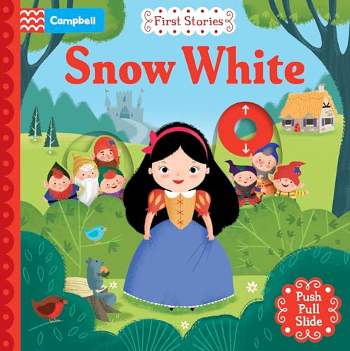 Snow White book cover with interactive elements and fairytale illustration.