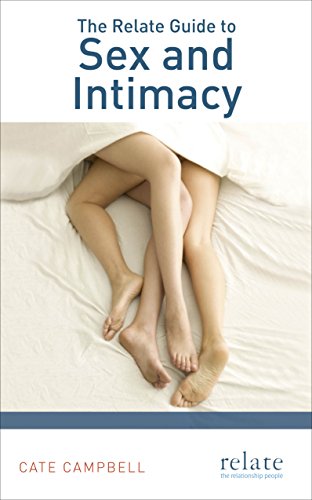 Book cover: legs under white sheet, title “The Relate Guide to Sex and Intimacy.”