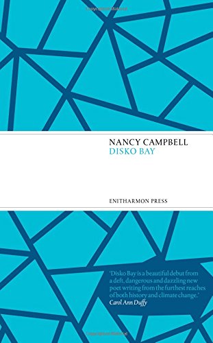 Book cover: "Disko Bay" by Nancy Campbell, with blue geometric design.