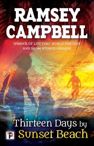 Book cover: silhouetted figures on a beach with a fiery sunset.