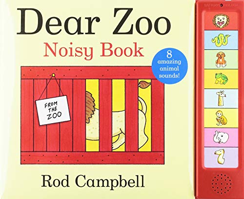 Dear Zoo Noisy Book" cover with red barn illustration and animal sound buttons.