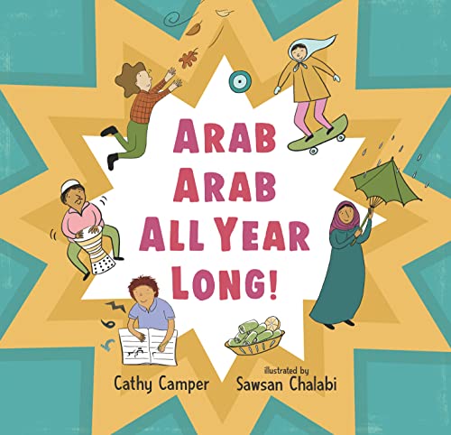 Book cover illustration showing diverse people and cultural items inside a yellow star shape.