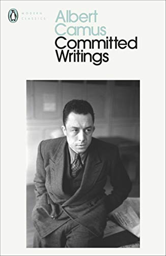 Book cover: "Committed Writings" by Albert Camus, with author portrait.