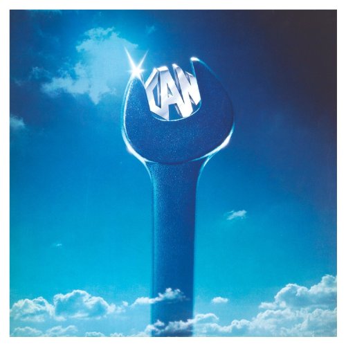 Blue wrench with the band name "CAN" against a cloudy sky.